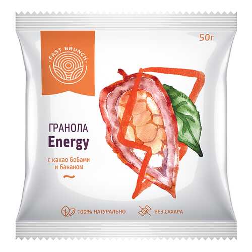 Гранола Fastbrunch Energy с какао бобами и бананом 3 саше в Дикси