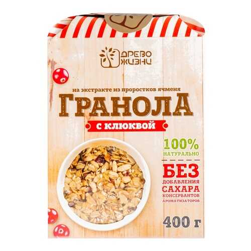 Гранола с клюквой от Анны и Ильи Бородинских, «Древо жизни», 400 г, Ивановская область в Дикси