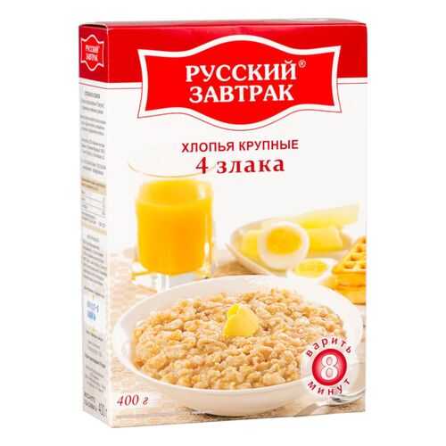 Хлопья 4 злака Русский завтрак крупные 400 г в Дикси