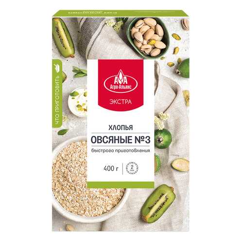 Хлопья Агро-Альянс Экстра Овсяные №3, 400 гр в Дикси