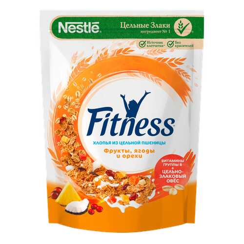 Хлопья Fitness из цельной пшеницы с фруктами, ягодами и орехами в Дикси