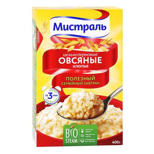 Хлопья Мистраль овсяные цельнозерновые 400 г в Дикси