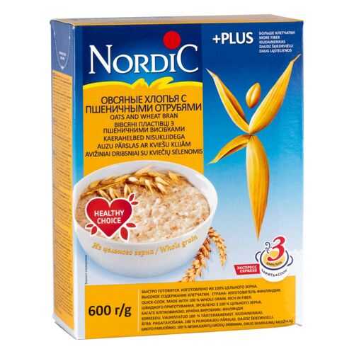 Хлопья овсяные Nordic с пшеничными отрубями 600 г в Дикси