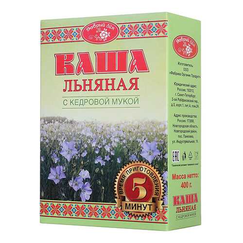 Каша Добрый Лен льняная с кедровой мукой 400 г в Дикси