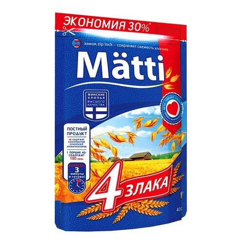 Каша Matti 4 злака быстрого приготовления 400 г в Дикси