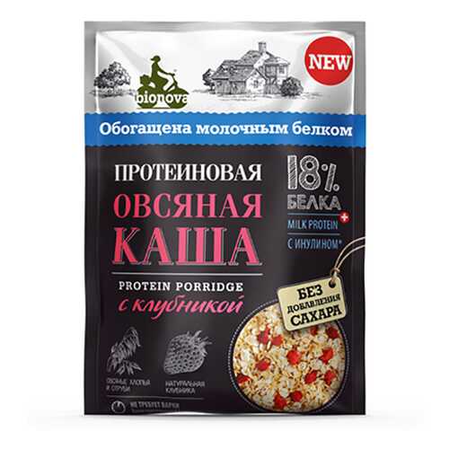 Каша овсяная Bionova Протеиновая с клубникой 40 г в Дикси