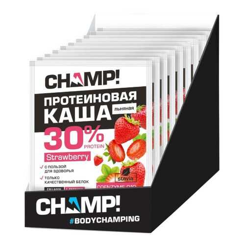 Каша протеиновая Champ льняная клубничная с коэнзимом Q10 шоубокс 10 шт по 40 г в Дикси