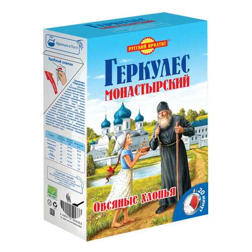 Овсяные хлопья Геркулес Монастырский Русский продукт 500 г в Дикси