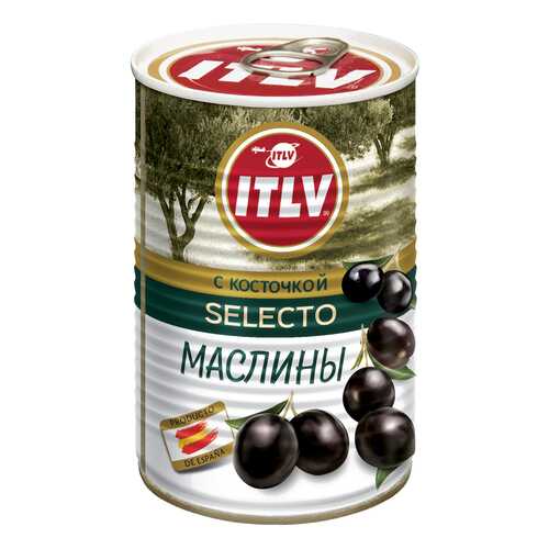 Маслины ITLV черные с косточкой 425 г в Дикси