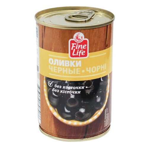Оливки Fine Life черные без косточки 300 г в Дикси