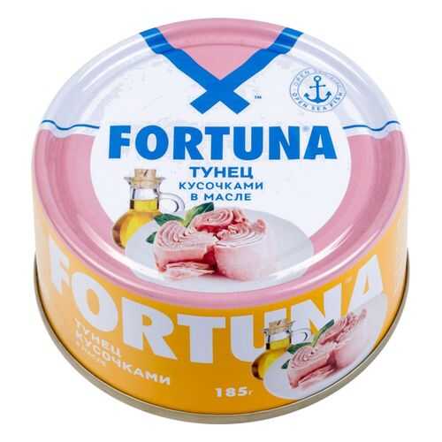 Тунец кусочки Fortuna в масле 185 г в Дикси