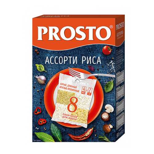 Ассорти риса Prosto бурый-длиннозерный-пропаренный-круглый 500 г в Дикси