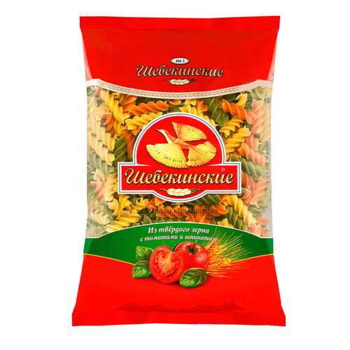 Макароны Шебекинские три цвета спирали с томатами и шпинатом 450 г в Дикси