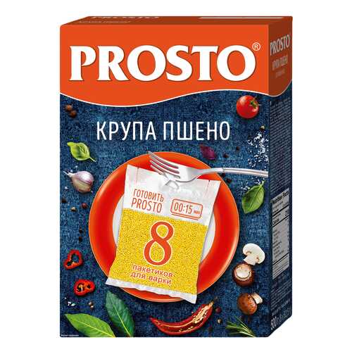 Пшено Prosto высший сорт 62.5 г*8 пакетиков 500 г в Дикси