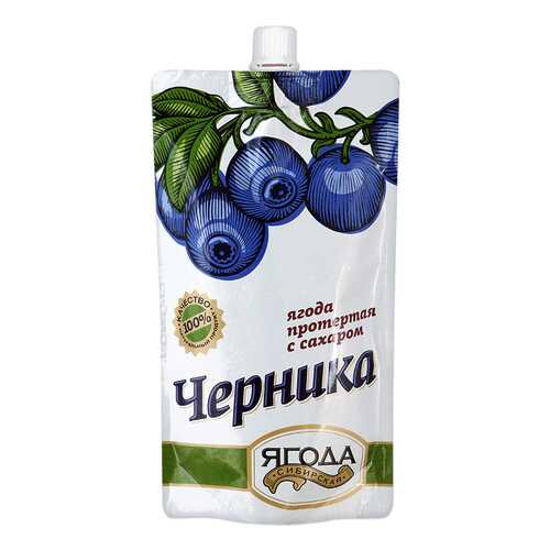 Черника протертая Ягода сибирская с сахаром 280 г в Дикси