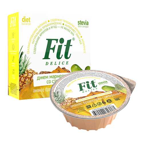 Джем Fit Parad мармелад со стевией ананас бромелайн гриффония в Дикси