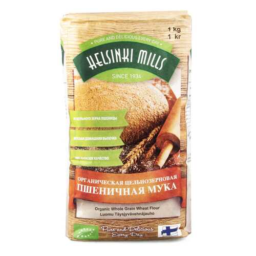 Мука Helsinki Mills пшеничная цельнозерновая органическая 1кг в Дикси
