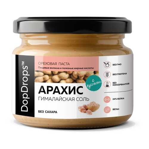 Арахисовая паста хрустящая DopDrops Кранч с гималайской солью 250 г в Дикси