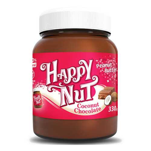 Арахисовая паста шоколадная HAPPY NUT с кокосом 330 г в Дикси