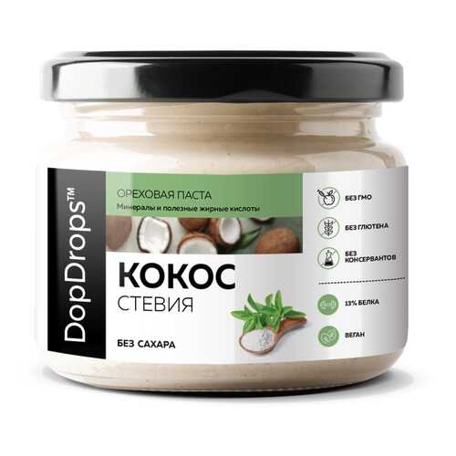 Паста Кокосовая (Урбеч из мякоти кокоса) DopDrops сладкая без сахара, 250 г в Дикси