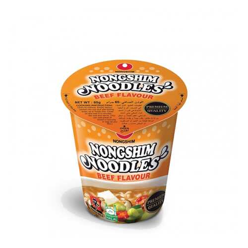 Лапша быстрого приготовления Nongshim со вкусом говядины стакан 65 г в Дикси
