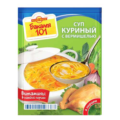 Суп Бакалея 101 куриный с вермишелью 60 г в Дикси