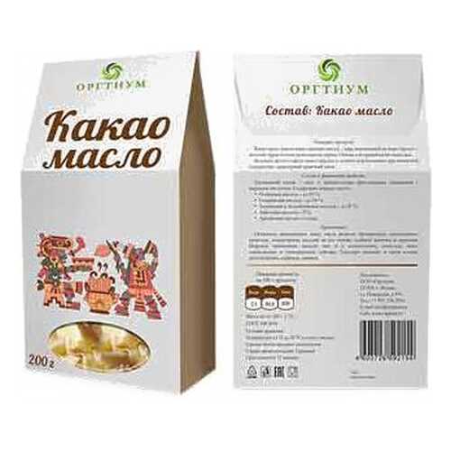 Какао масло Оргтиум горячего первого отжима 200 г в Дикси
