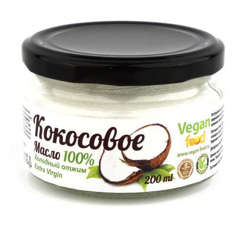 Кокосовое масло Extra Virgin Vegan food 100% натуральное холодный отжим 200 мл в Дикси