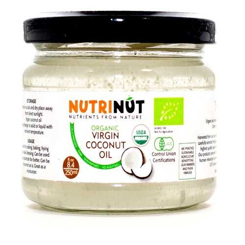 Кокосовое масло Nutrinut organic virgin coconut oil 250 мл в Дикси