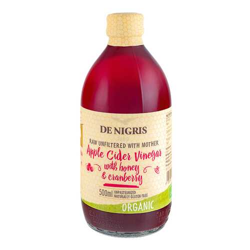 Уксус De Nigris Organic яблочный с медом и клюквой нефильтрованный 500 мл в Дикси