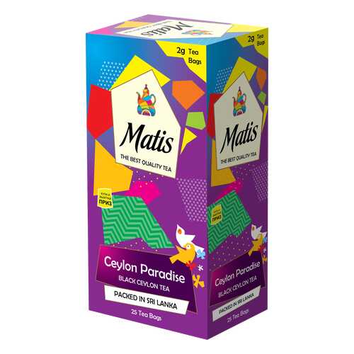 Чай черный в пакетиках для чашки Матис Ceylon Paradise 25*2 г в Дикси