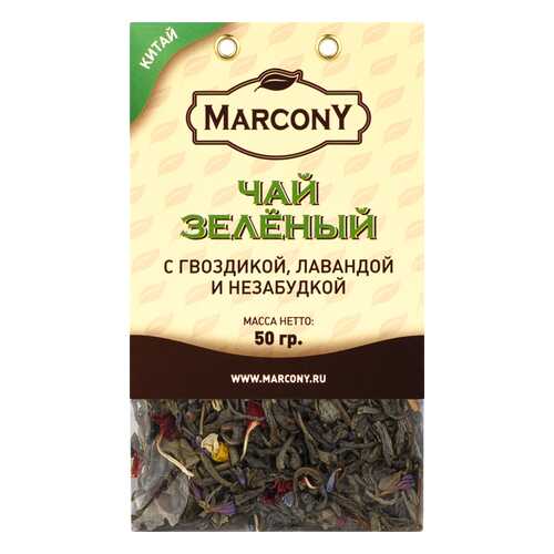 Чай Marcony зеленый с гвоздикой, лавандой и незабудкой 50 г в Дикси