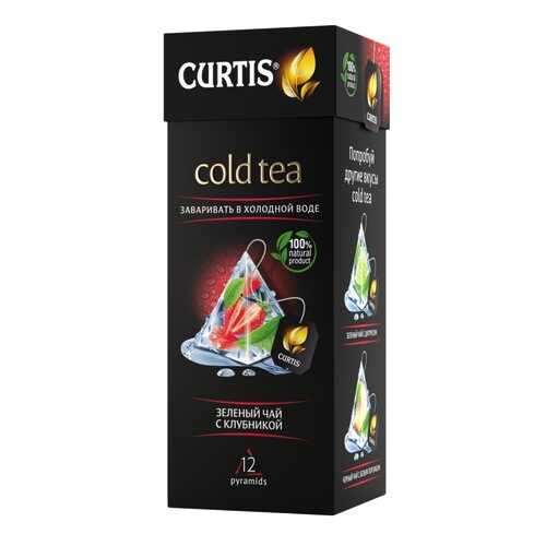 Чай Tea.ru Curtis Cold Tea. Зеленый чай с клубникой, чёрный с добавками, 12 пирамидок в Дикси
