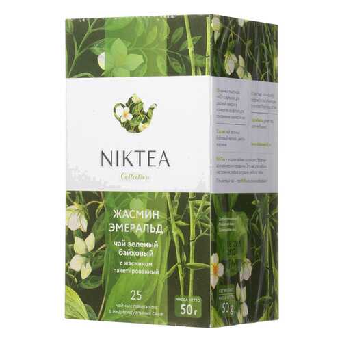 Чай зеленый NikTea жасмин эмеральд байховый мелкий ароматизированный 25 пакетиков в Дикси