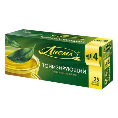 Чай зеленый в пакетиках для чашки, Лисма Тонизирующий 25*1,5 г. в Дикси