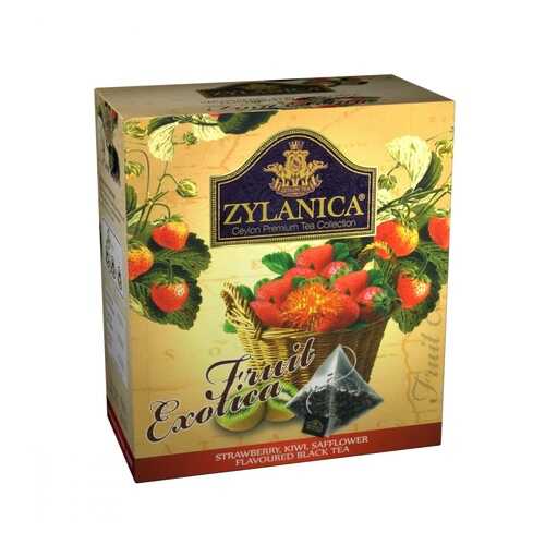 Чай Zylanica Fruit Exotica черный с клубникой киви лепестками сафлора 20 пирамидок в Дикси