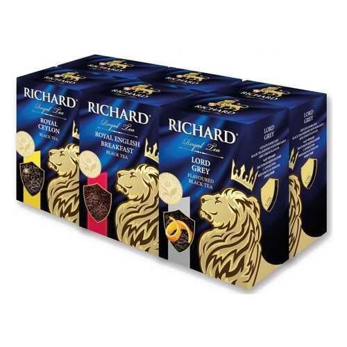 Набор чая Richard Royal Ceylon, Royal English Breakfast, Lord Grey черный листовой 6*90 г в Дикси