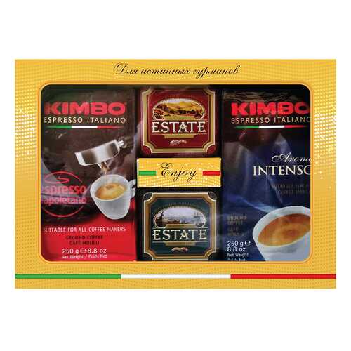 Набор кофе Kimbo 250 г 2 штуки и чай Estate 45 г 2 штуки в Дикси