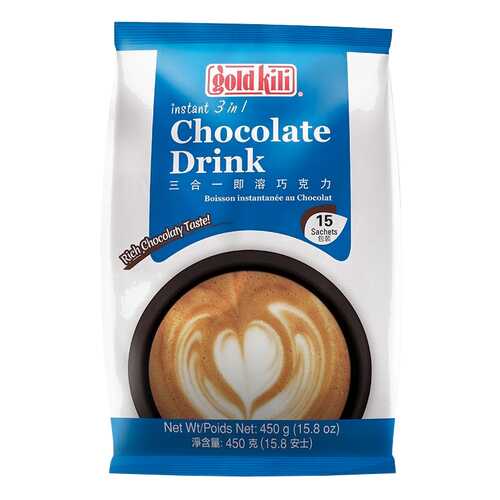 Горячий шоколад Chokolate Drink 3в1 Gold Kili 15 стиков по 30 г в Дикси