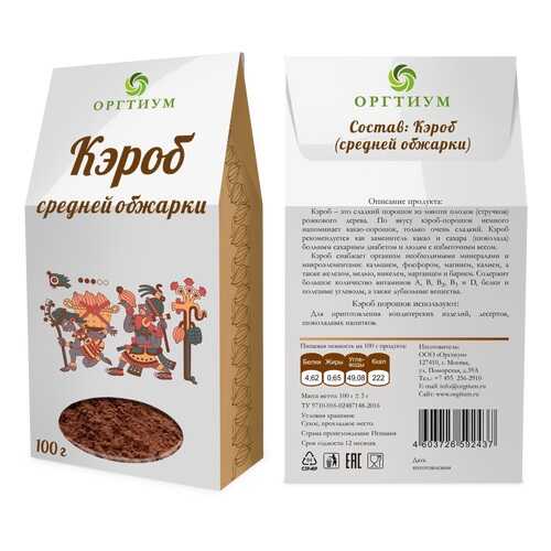 Кэроб Оргтиум средней обжарки 100 г в Дикси
