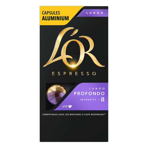 Капсулы L’OR Espresso Lungo Profondo для кофемашин Nespresso 10 капсул в Дикси