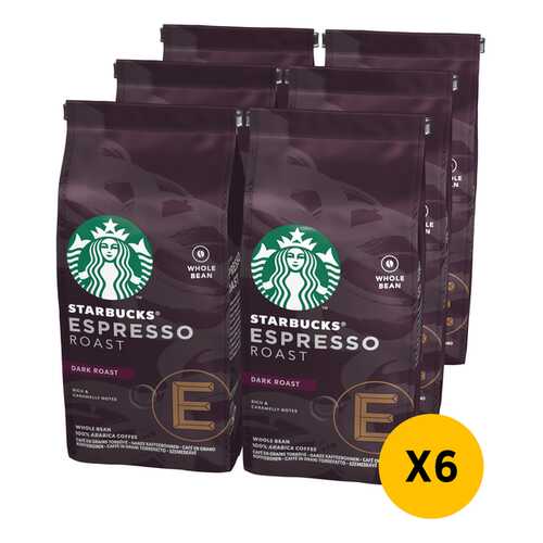 STARBUCKS Dark Esrpesso Roast кофе в зернах 6 штук по 200г в Дикси