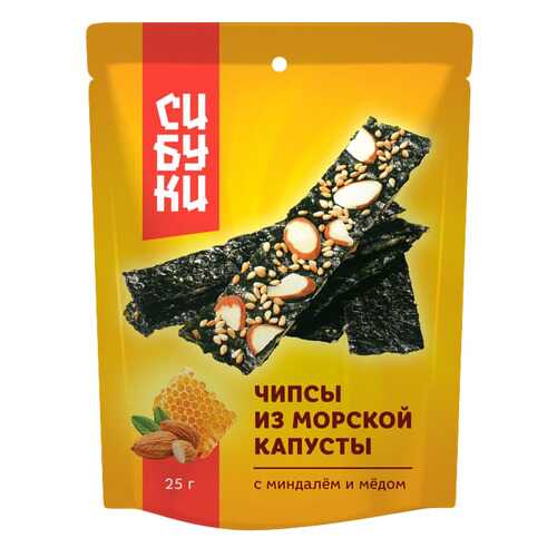 Чипсы из морской капусты Сибуки с миндалем и медом 25 г в Дикси