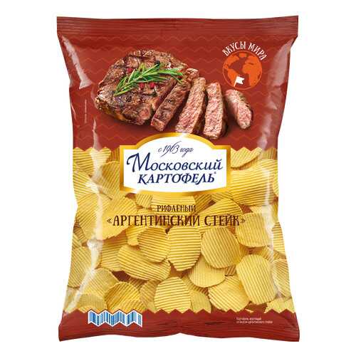 Чипсы картофельные рифленые Московский картофель аргентинский стейк 150 г в Дикси