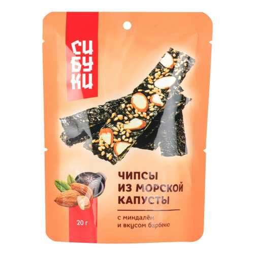 Чипсы Сибуки из морской капусты с миндалем и вкусом барбекю 25 г в Дикси