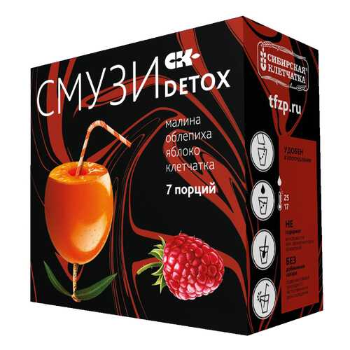 Смузи Сибирская клетчатка detox малина облепиха яблоко 84 г в Дикси
