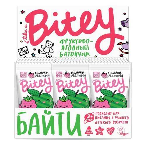 Батончик Bitey фруктово-ягодный яблоко-малина 25 г 30 штук в Дикси