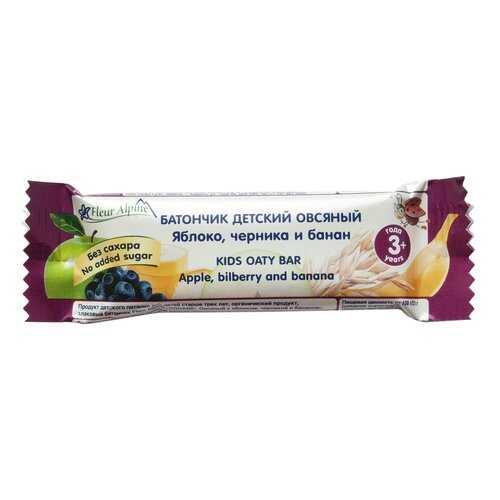Батончик детский Fleur alpine овсяный с яблоком, черникой и бананом с 3-х лет 23 г в Дикси