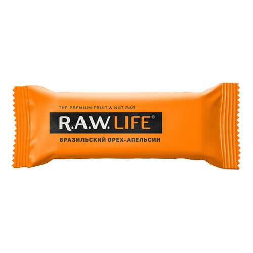 Батончик орехово-фруктовый Бразильский орех-Апельсин Raw Life 47 г в Дикси