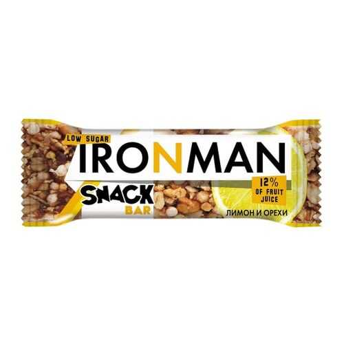 Батончик Snack Bar Ironman лимон, орехи и темная глазурь без сахара 40 г в Дикси